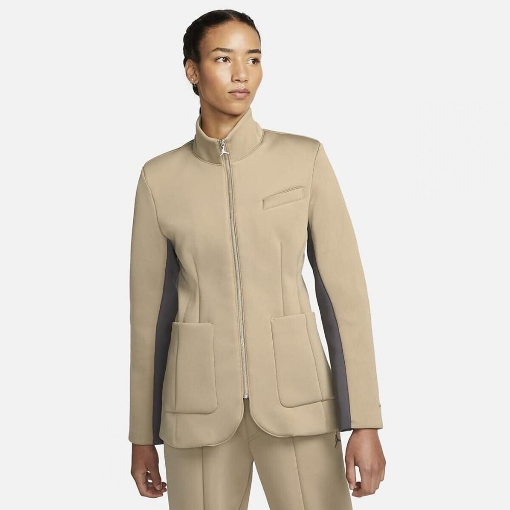 Jordan Woman's New Classics Capsule Suit Jacket  Khaki Thunder Grey NWT